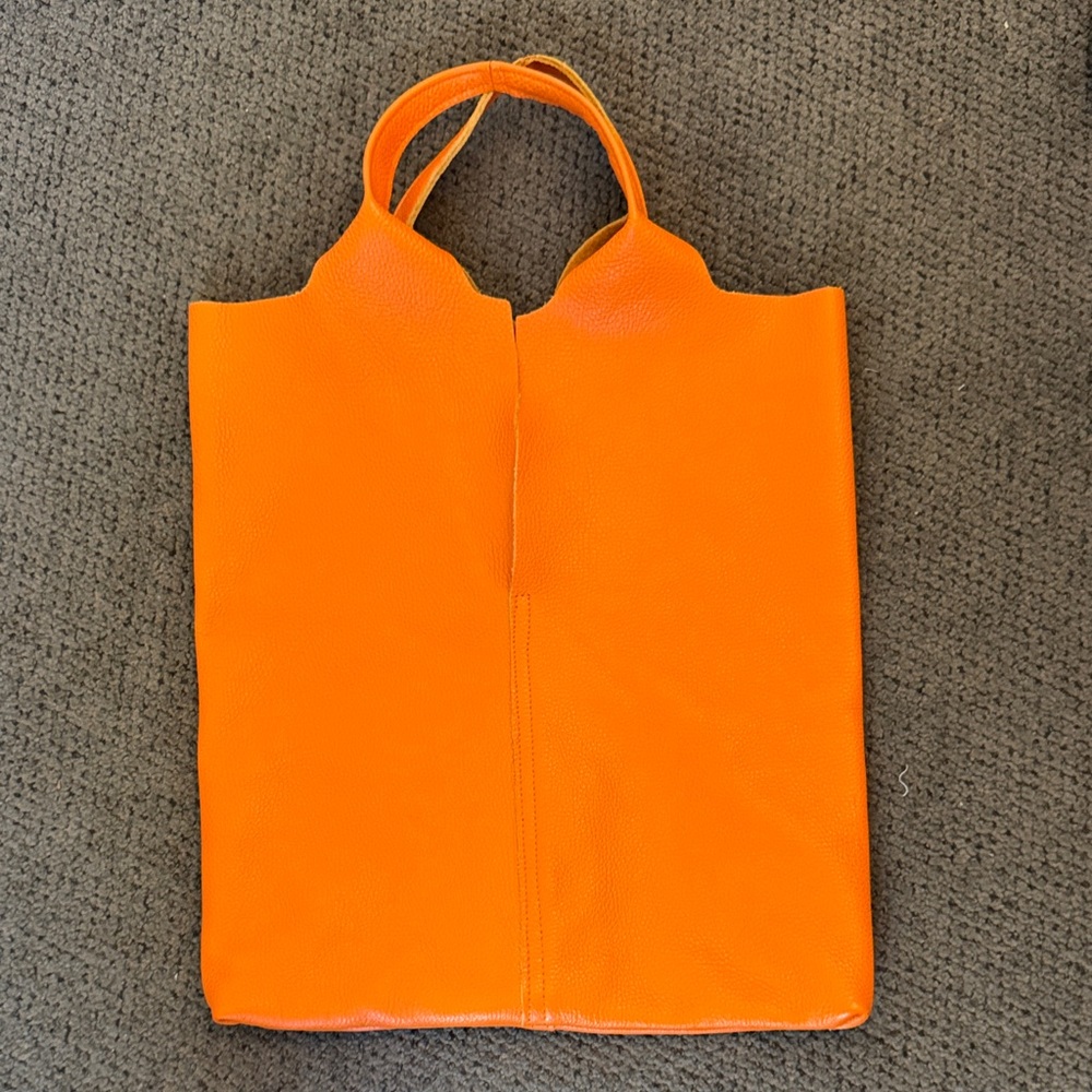 100% Leather Vibrant Orange Shoulder Bag